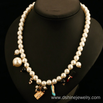 Alloy Pendant Delicate Women's Choker White Pearl Necklace